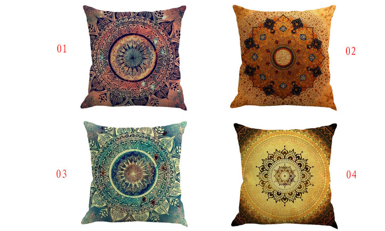 2303  NEW Set of 4 Mandala Throw Pillow Covers Bohemian Decorative Square 18 x 18 Inch 45 x 45 cm Boho Cushions for Home Decor Design Sofa Bedroom Car Floral Outdoor Cushions   6715