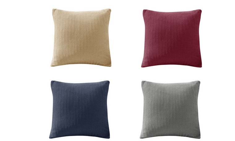 2303  NEW   Set of 2 Home Decorative Corduroy  Cushion Covers 45cm x 45cm, 18x18 Inches Grid Solid Cushion Covers, Square Throw Pillow Cases for Sofas Seats 6716