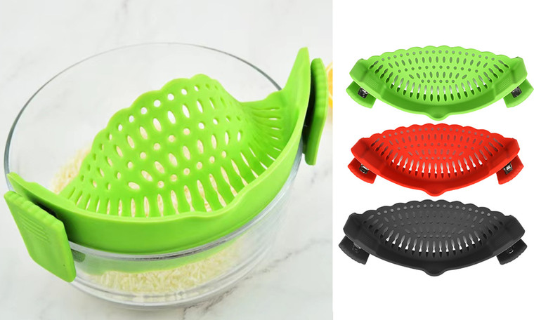 2303 NEW 2pc Silicone pot side drain, noodle filter, vegetable pouring filter, baffle, household kitchen gadget 6646