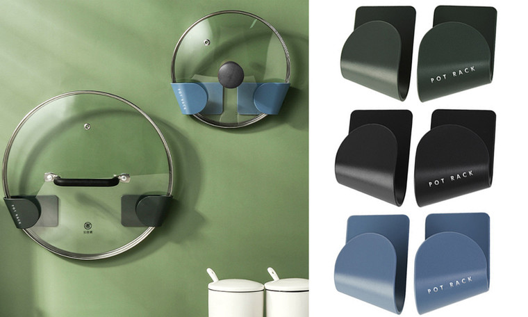 2304 NEW Non perforated pot cover rack, cutting board rack, wall mounted multifunctional storage rack 5pc 6654