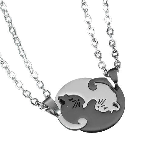 2304NEW-Love cat couple patchwork necklace6554