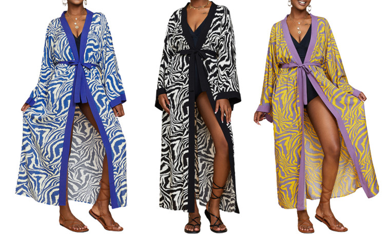 2304 NEW Zebra patterned vacation bikini sun protection cardigan beach cover 6683