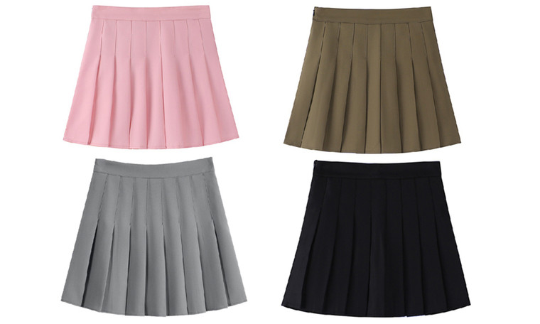 2304  NEW Pleated skirt A-line half length short skirt 6833
