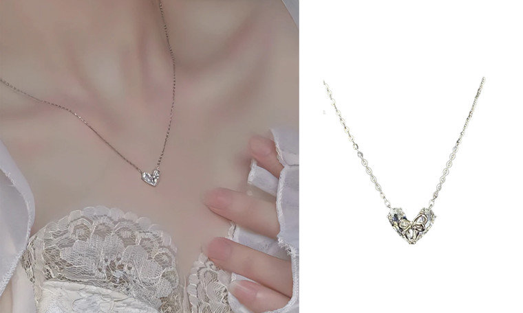 2305 NEW  Electroplated Love Bow  Collar Necklace 7058  LA 