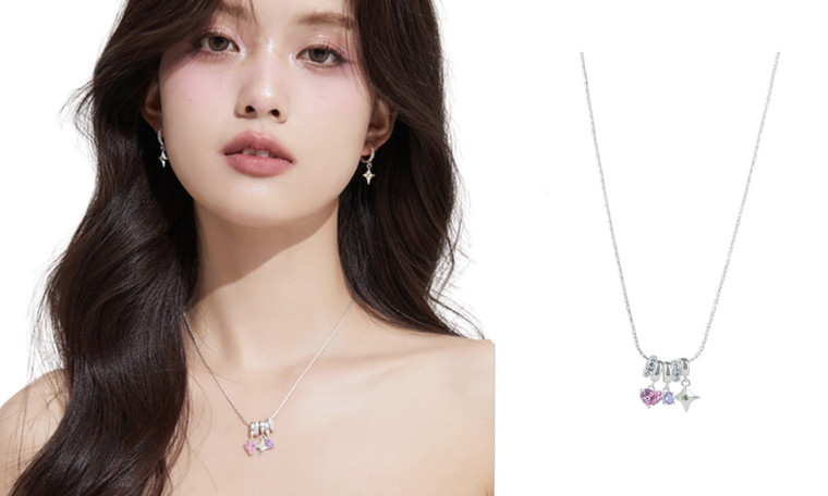 2305 NEW Sweet Cool Starlight Heart Necklace 7059  LA 