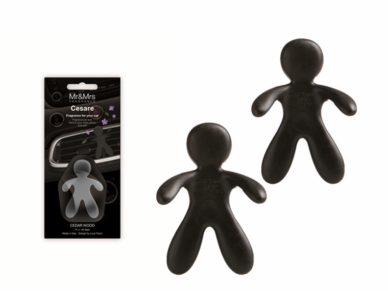 2x Mr & Mrs Fragrance Cesare Vent Car Air Freshner, Black, Cedar Wood
