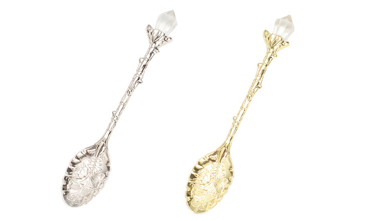  2305 4PC Vintage Carved Crystal Head Stirring Spoon 7045LA