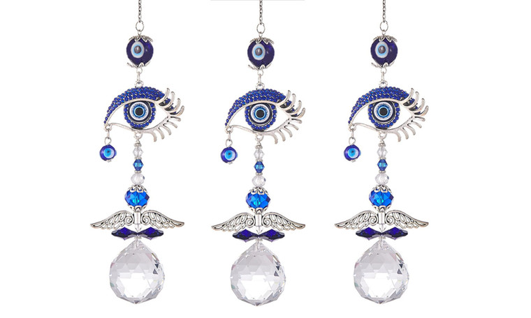 2305 3PC Devil's Eye Crystal Pendant Light Shadow Wind Chime Garden Decoration7090