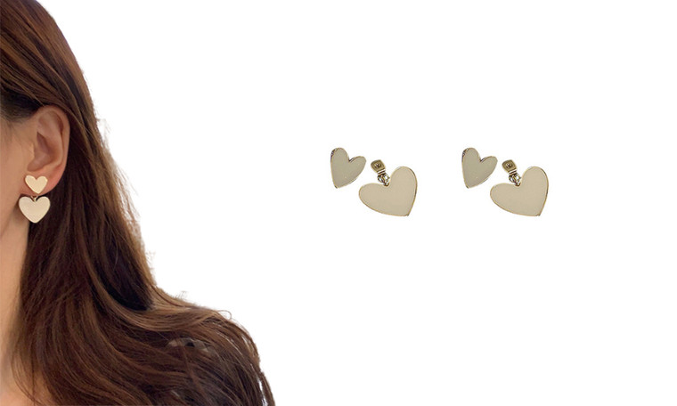 2305 NEW  925 Silver Needle Heart Corresponding Earrings 7122 LA