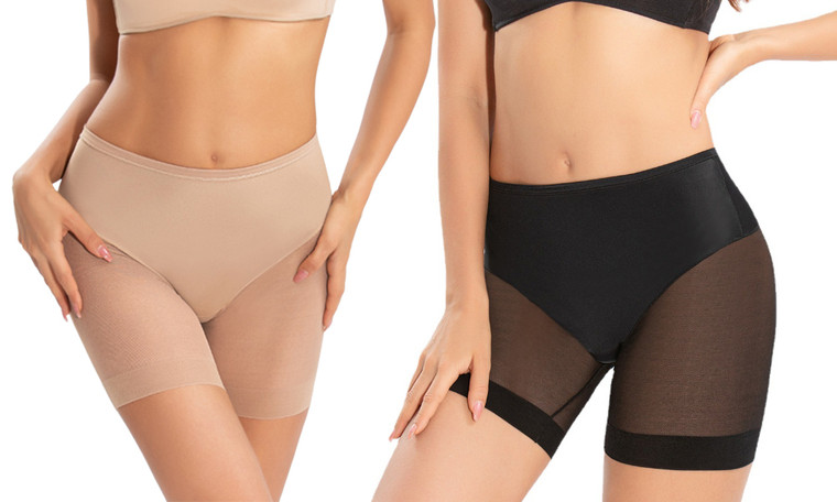 2305 NEW Women's mesh stitching low waisted shaping flat angle underwear 7129LA