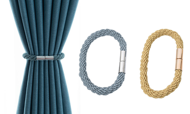 2305 NEW High strength magnetic cylindrical curtain strap with non punching four ring curtain buckle 7134LA