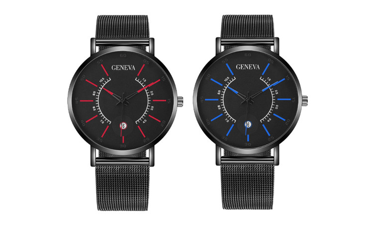 2305 NEW Men's colorful watch needle mesh with quartz watch calendar watch  7136LA