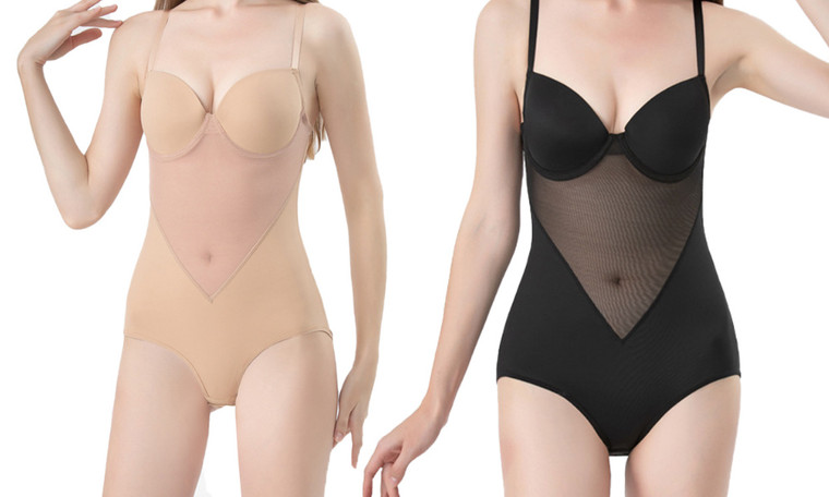 2305 NEW Strap Bra Mesh Splice Bodysuit 7138LA