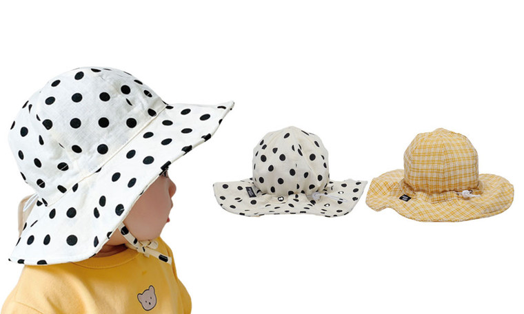 2305 NEW Spring checkered dot sunshade and sunscreen hat 7156LA