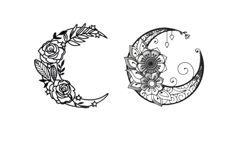 2305 NEW Moon rose metal black wall art decoration 7183LA