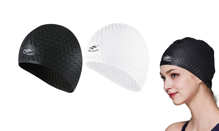 2306 NEW Adult silicone water droplet shaped swimming cap large 7190LA