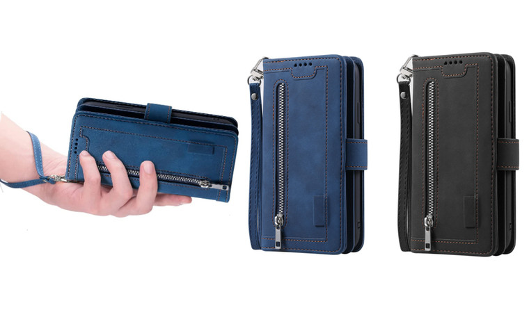 2306 NEW Phone Case Zipper Multifunctional Card Flip Cover Phone Leather Case 7327LA