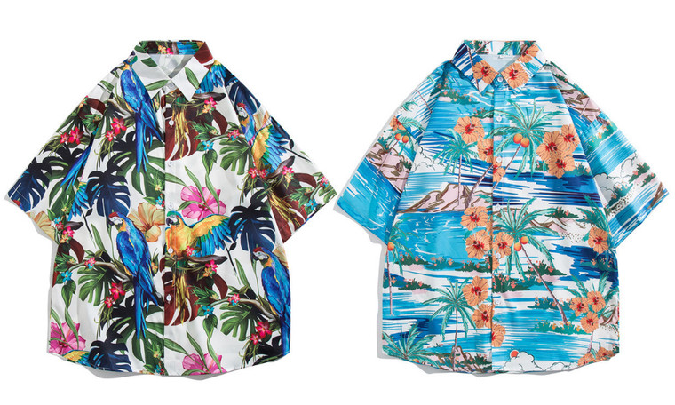 2306 NEW Summer seaside vacation short sleeved floral shirt 7334LA