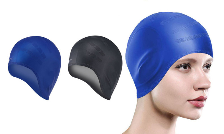 2306 NEW Waterproof silicone swimming cap, men's and women's long hair, solid color, large diving swimming cap 7417LA