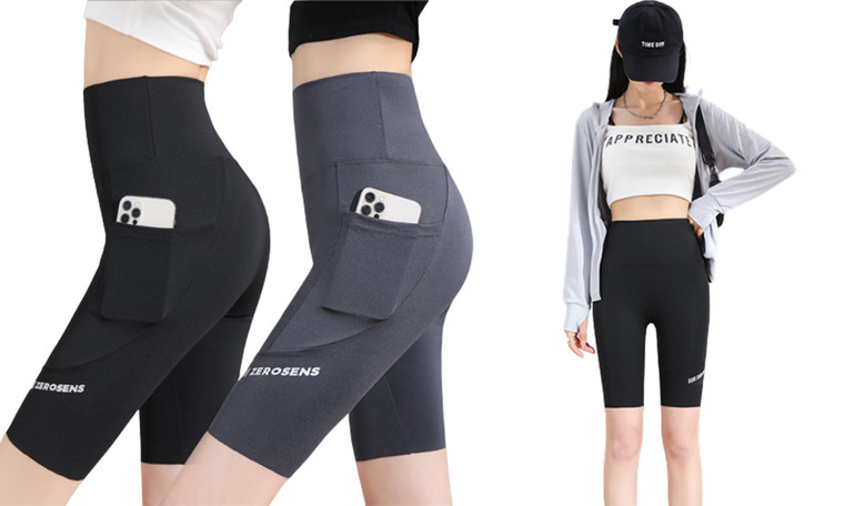 2306 NEW Pocket Shark Pants Women's Outwear Cycling Yoga Capris 7446LA