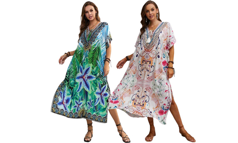 2307 NEW Beach cover up with tie rope vacation cover up dress gown 7502LA