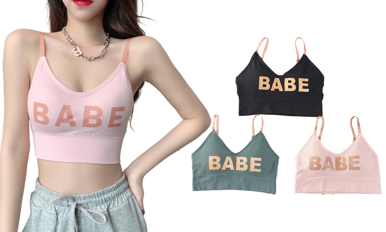2307 NEW  3PC Sports English alphabet BABE Camisole Bra 7377LA