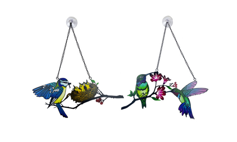 2307 NEW Single sided colorful art metal bird hanging accessories, window decorations, suction cups, and window hanging options 7541LA