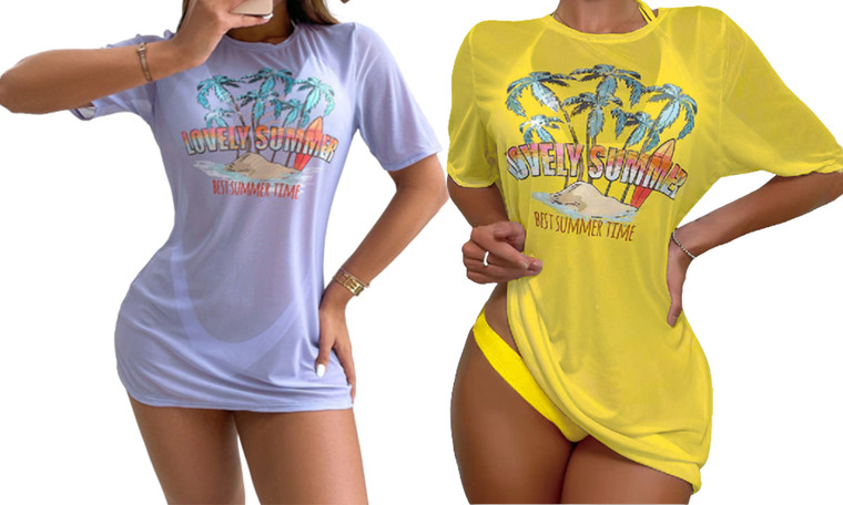 2307 NEW Sexy Bikini Short Sleeve Cover Three Piece Set 7570LA