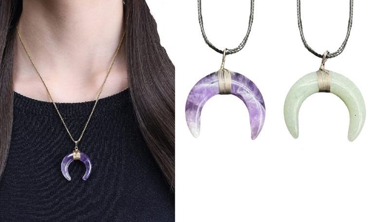 2307 NEW Crystal Crescent Pendant Necklace 7597LA