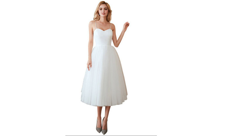 2307 NEW  Sling travel photo medium length light wedding dress  7611