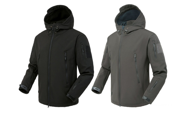 2308 NEW Outdoor men's winter fleece jacket waterproof and windproof shark skin soft shell charging jacket 7866