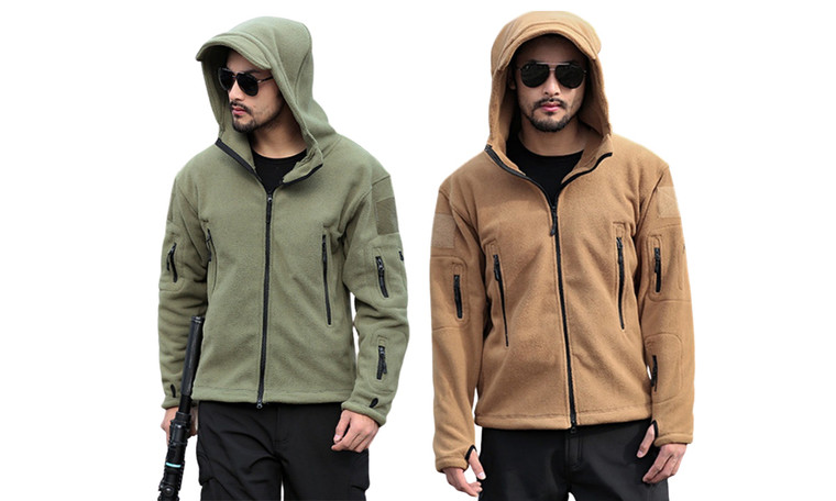 2308 NEW Men's thin outdoor warm fleece jumpsuit hooded jacket 7882LA