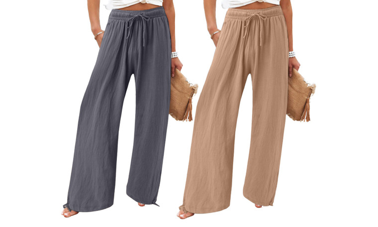 2308 NEW Women's elastic solid color long pants wide leg pants 7885LA