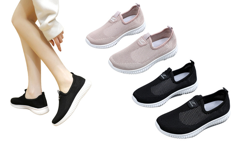 2308 NEW Summer Flyknit Shoes Breathable Versatile Mesh Solid Color Sneakers 7935