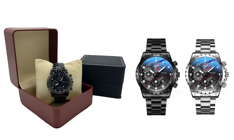 2308 NEW Men's fully automatic mechanical waterproof luminous three eye watch 7945LA