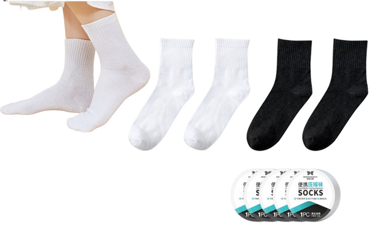 2308 NEW 5pairs medium compression socks, disposable socks, breathable, sweat absorbing, and portable 7950