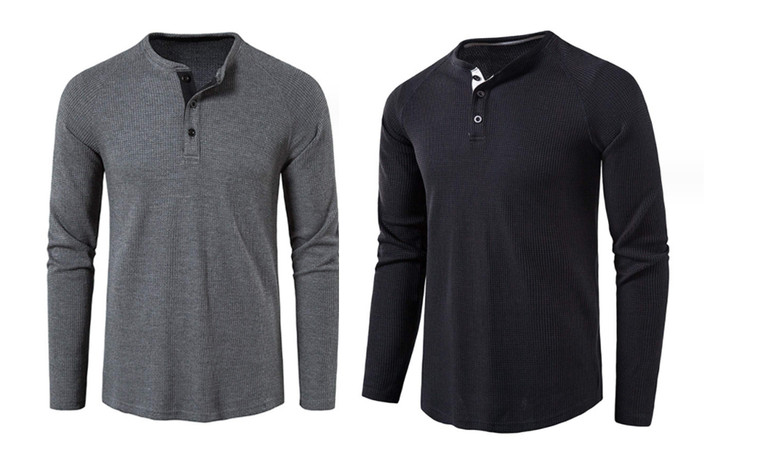 2308 NEW Men's Waffle Long Sleeve T-shirt Underlay 7967LA