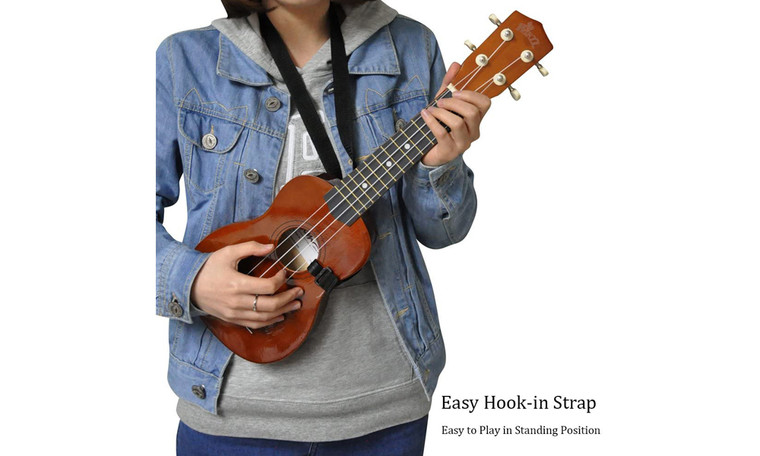 Winzz Soprano Ukulele Starter Kit For Beginners with Bag, Clip-On Tuner, Extra Strings, Strap, Plectrum, Fret Stickers, Chords Card, Polishing Cloth, Brown