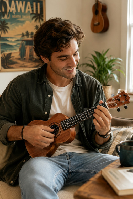 Winzz Mahogany Soprano Ukulele Starter Kit 21 Inch Aquila Strings for Beginners with Bag, Clip-On Tuner, Extra Strings, Strap, Plectrum, Fret Stickers, Chords Card, Polishing Cloth, Satin