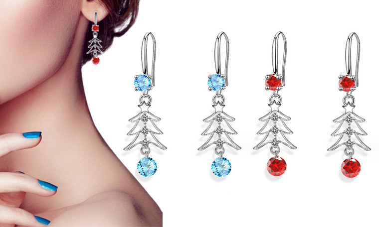 2308 NEW Christmas Tree Water Drop Tassel Mid length Earrings 8103LA