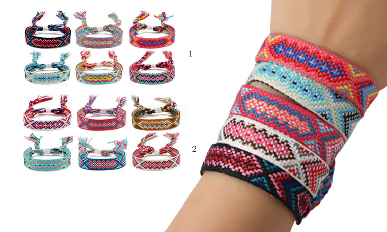 2309 NEW 6PC Handwoven Lucky Bracelet Colorful Tassel Plaid Ethnic Friendship Bracelet 8189 LA