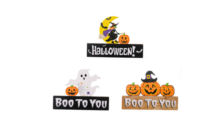 2309 NEW 3PC Halloween decorations Ghost Festival dwarf pumpkin wooden decorations 8194 