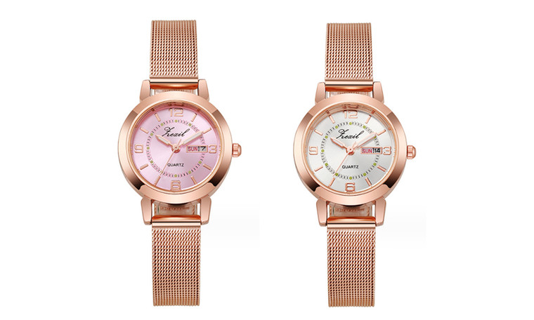 2309 NEW Women's minimalist waterproof luminous dual calendar watch 8201 la
