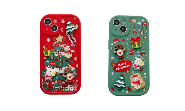 2310 NEW 3D Santa Claus phone case suitable for Apple 15 series New Year Christmas tree anti drop soft case 8224 la