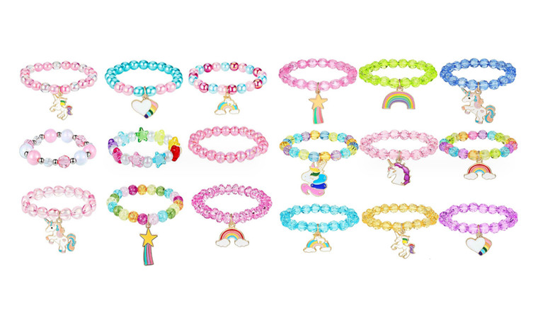 2310 NEW  9 Pieces Colorful Unicorn Bracelet Girls Unicorn Bracelets Rainbow Unicorn Beaded Bracelet for Birthday Party Favors 8228 la
