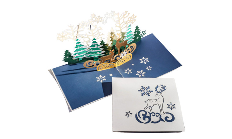 2310 NEW Christmas Elk 3D Creative Paper Carving Hollow out Greeting Card 8231 la