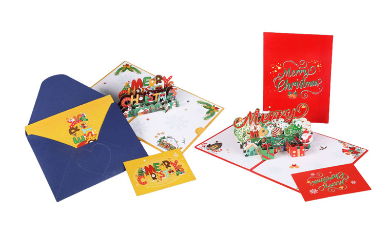 2310 NEW Christmas 3D Greeting Card Paper Carving Creative Blessing Thank You Message Card Gift Paper Card Envelope Set 8232 la