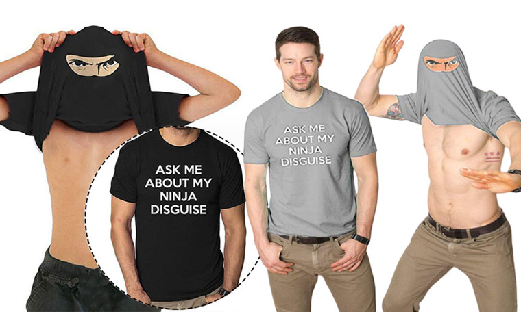 2310 NEW ASK ME ABOUT MY NINJA DISGUISE CREW NECK Men's Short Sleeve Creative Fun T-shirt 8239 la
