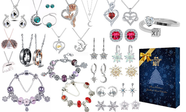 2310  NEW Premium Aurelis Crystal  Elements Heart Ring Jewellery with 24-day Calendar 7630