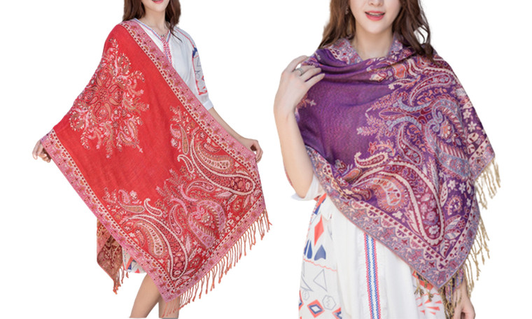 2310 NEW Autumn, Winter women's jacquard printed tassel scarf/shawl  8256LA